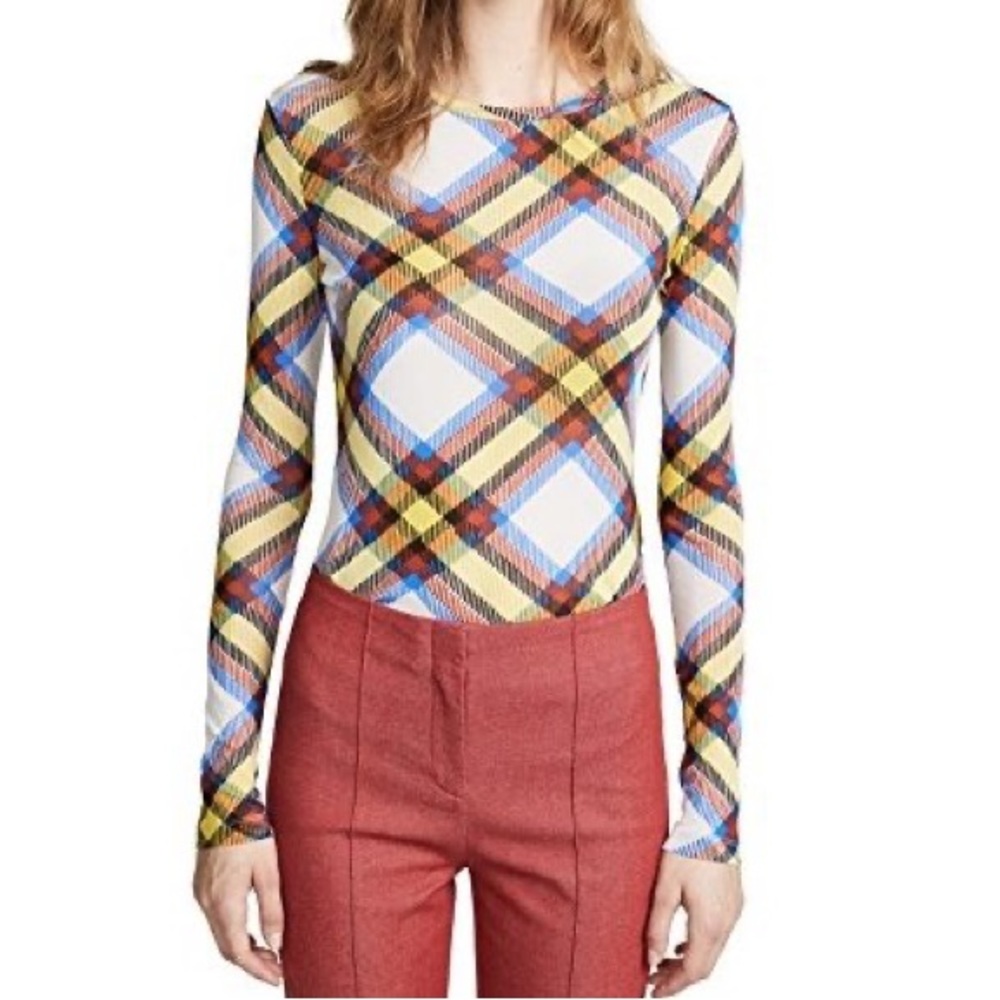 Dianne Von Furstenberg Plaid Longsleeve tshirt